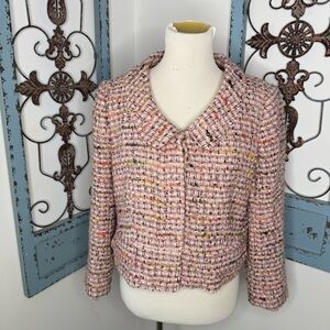 Ann Taylor Pink Tweed waist Length Suit Jacket